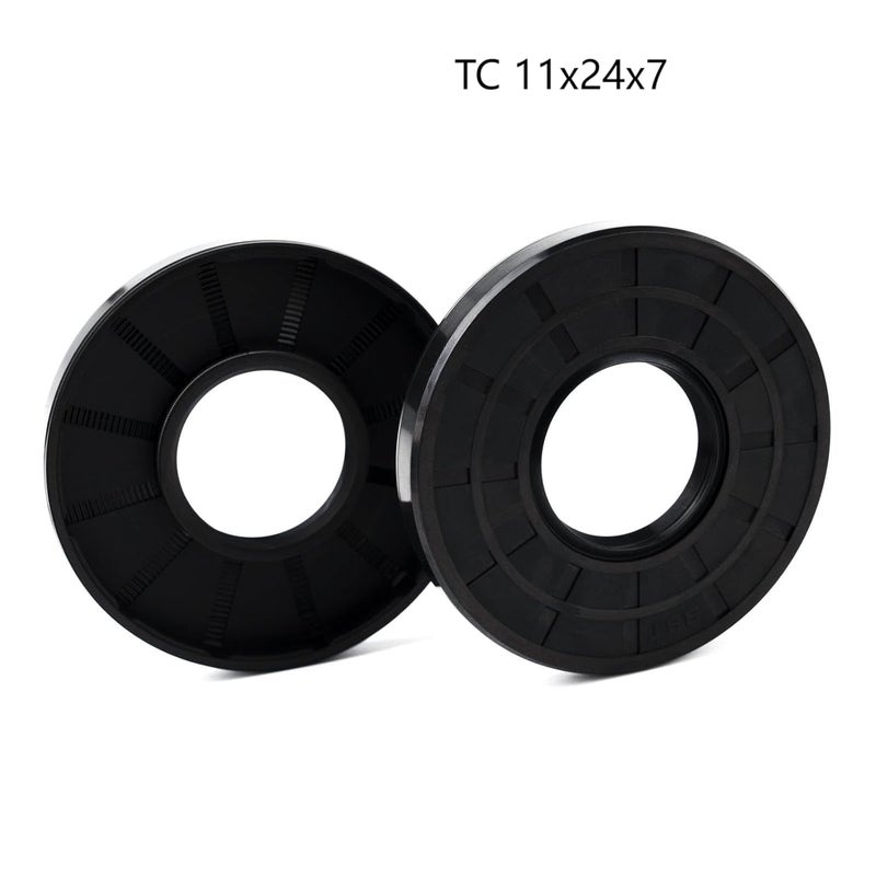 Xike 2PCS Oil Seal, Lip Seals, TC 11mm x 24mm x 7mm, Nitrile Rubber Double Lip Spring-Loaded Oil Shaft Seal, Designed for Bearing Shaft, Black - Image 2